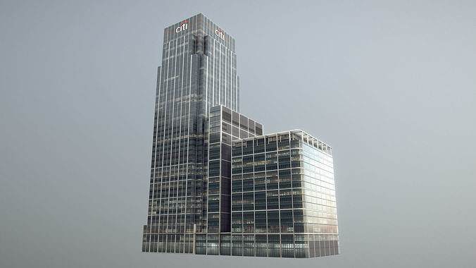 London 25 Canada Square 33 Canada Square Low-poly 3D model view 3