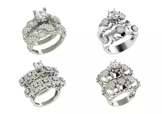 TWINZ Rings bulk Women Rings Double Rings lot 3D print model