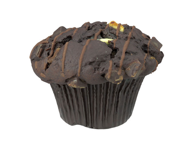 Photorealistic Chocolate Muffin 3D Scan 3D model view 3