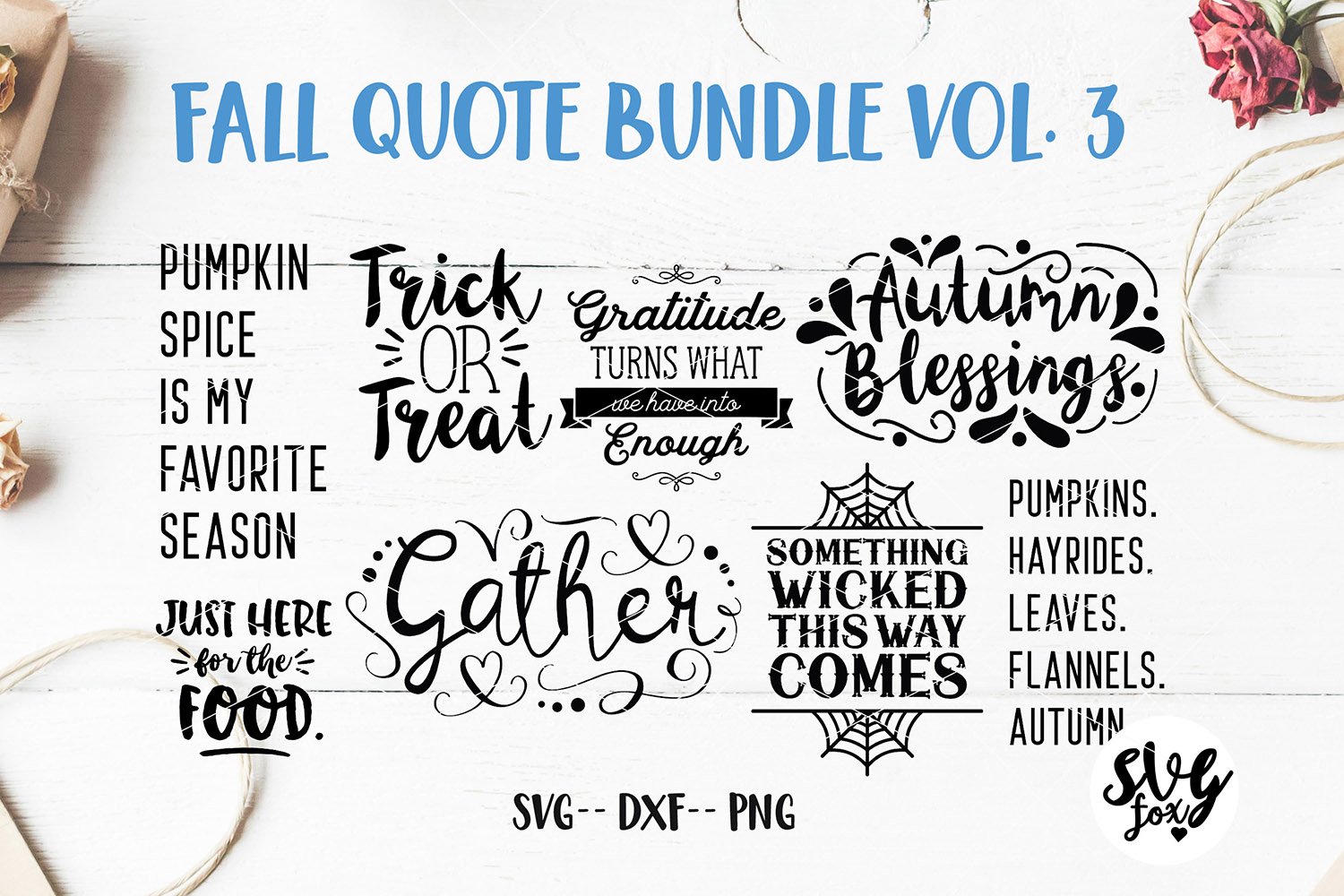 MEGA FALL BUNDLE Hand Lettered SVG Files DXF PNG view 3