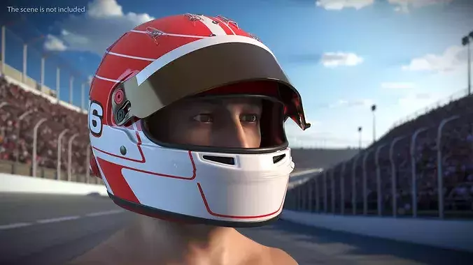 F1 Helmet Red 3D model view 3