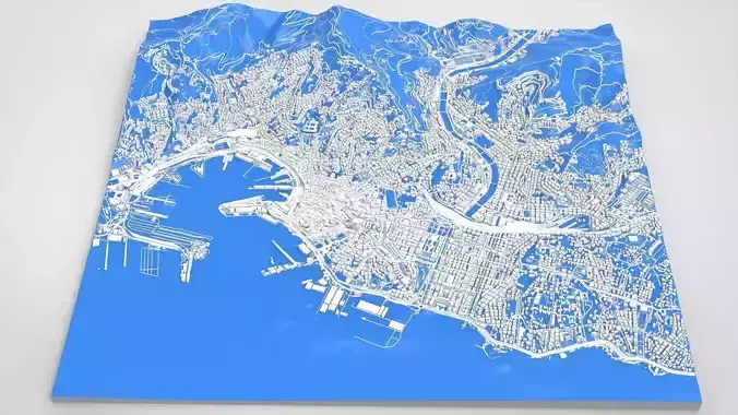 Cityscape Genoa Italy 3D model view 3